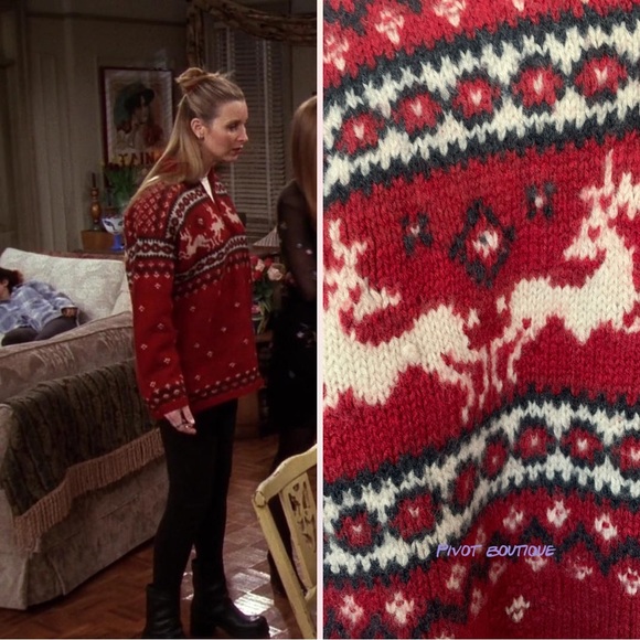 Vintage Reindeer Christmas Sweater ASO Phoebe Buffay on Friends - Picture 3 of 14